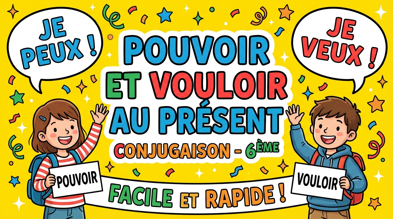 Pouvoir et vouloir au présent. Je peux ! Je veux ! Conjugaison 6e année, facile et rapide.